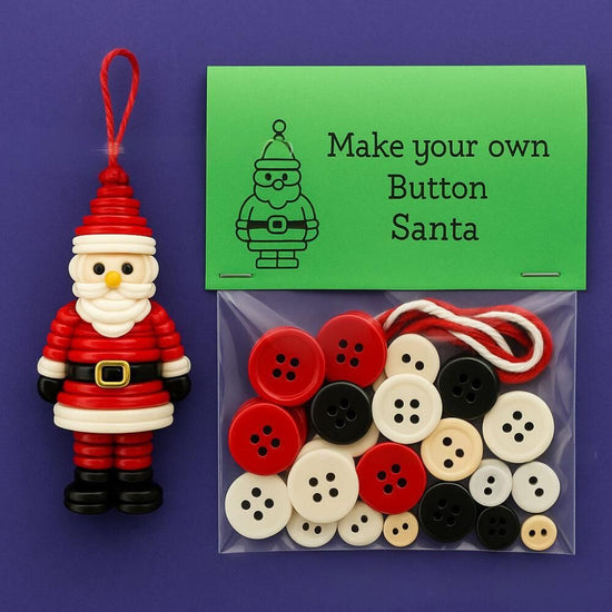 Christmas gift Christmas Button Ornament - Festive Santa Design Craft Kit （Red Christmas tree）