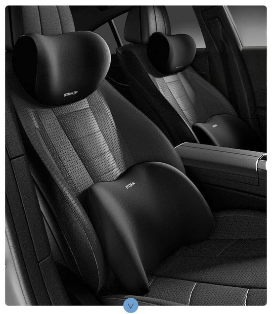 Christmas gift Car Headrest & Lumbar Support Set, Ergonomic Plush Cushion for Driver & Passenger, Comfort & Spine Protection for Long Drives（black）