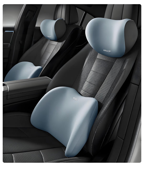 Christmas gift Car Headrest & Lumbar Support Set, Ergonomic Plush Cushion for Driver & Passenger, Comfort & Spine Protection for Long Drives（blue）