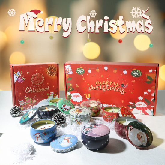 Christmas gift Aussie Christmas Scented Candle Set – 8 Festive Tin Candles with Unique Scents & Cute Designs for Holiday Gifting