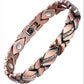 Christmas gift Stylish Ancient Copper Magnetic Therapy Bracelet with Diamond Accents - Enhance Health & Elegance（black）
