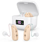 Rechargeable Behind-the-Ear Hearing Aids with Charging Case & LCD Display – Compact Sound Amplifier for Adults and Seniors (White Case, Skin Tone Device)