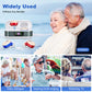 Rechargeable In-the-Ear Hearing Aids with Charging Case and LCD Display – Ultra-Compact Sound Amplifier for Seniors (White & Green Case, Red & Blue Device)