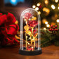 Eternal Blue Rose in Glass Dome with LED Lights, Romantic Forever Flower Gift for Valentine’s Day Anniversary Mother’s Day Birthday (Red)