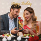 Eternal Blue Rose in Glass Dome with LED Lights, Romantic Forever Flower Gift for Valentine’s Day Anniversary Mother’s Day Birthday (Red)