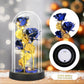 Eternal Blue Rose in Glass Dome with LED Lights, Romantic Forever Flower Gift for Valentine’s Day Anniversary Mother’s Day Birthday (Blue)