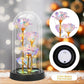 Eternal Blue Rose in Glass Dome with LED Lights, Romantic Forever Flower Gift for Valentine’s Day Anniversary Mother’s Day Birthday (Purple)