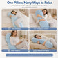 Pea Pod Shape Body Pillow for Adults Full-Body Support Side Sleeper Pillow, Pregnancy Back Pain Relief, Soft Hug Pillow with Memory Fiber Filling(Blue,47.2in)
