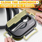 Stainless Steel Bento Lunch Box with Dual Compartments & Utensils – Microwave & Dishwasher Safe for Adults (Green)