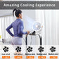 Mini Clip-on Fan with LED Light – USB Rechargeable, 360° Rotatable, 5-Speed Cooling for Desk, Bed, Camping & Travel (White)