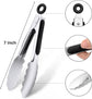 3 Pack 7 Inch Stainless Steel Kitchen Tongs Set, Small Serving Tongs with Lock for Salad, Cooking & Buffet (Black)