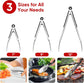 3 Pcs Stainless Steel Kitchen Tongs Set (7" 9" 12"), Heavy Duty Food Grade Cooking Tongs with Lock for Grilling & BBQ (Black)
