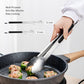 2 Pack Stainless Steel Kitchen Tongs Set (9" 12"), Non-Slip Metal Cooking & Serving Tongs with Hanging Loop (Black)
