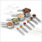10-Piece Stainless Steel Measuring Cup and Spoon Set with Engraved Dual-Scale Markings, Nesting Design, Hanging Ring, and Compact Storage—Ideal for Baking, Cooking, and Portion Control in Home Kitchens (Silver)