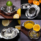 Stainless Steel Manual Citrus Juicer for Home & Travel – Durable Lemon Orange Squeezer with Strainer & Pour Spout (Silver)