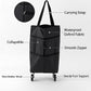 2-in-1 Collapsible Shopping Trolley with Wheels – Foldable Grocery Cart, Reusable Waterproof Oxford Bag for Supermarket, Picnic & Travel (Black)