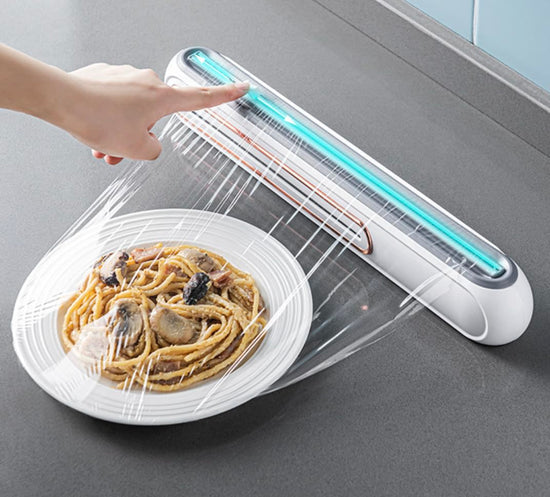 Suction-Mount Cling Film Dispenser: Compact Kitchen Organizer with Built-In Cutter for Food Wrap Storage (White) | Other colors available in store