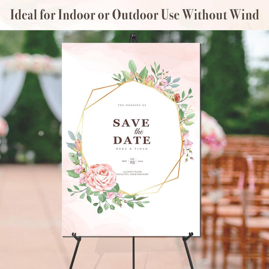 Portable Folding Metal Tripod Easel for Wedding Signs, Posters & Art Displays – Adjustable Height, Non-Slip Base (Black)