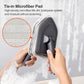 3-in-1 Extendable Cleaning System with Rotatable Head, Stiff Bristle Brush, Microfiber Pad, and Scouring Pad—Telescopic Handle, Interchangeable Heads for Bath, Tile, Glass, and Floor Use—Compact & Versatile Home Cleaning Tool (Grey)