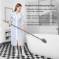 3-in-1 Extendable Cleaning System with Rotatable Head, Stiff Bristle Brush, Microfiber Pad, and Scouring Pad—Telescopic Handle, Interchangeable Heads for Bath, Tile, Glass, and Floor Use—Compact & Versatile Home Cleaning Tool (Grey)