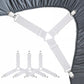 8-Pack Adjustable Bed Sheet Fasteners with Triangle 3-Clamp Design, White Elastic Bands & Nickel-Plated Clips—Secures Fitted Sheets, Sofa Covers, Car Seat Covers, and Tablecloths—Easy Install, Reusable
