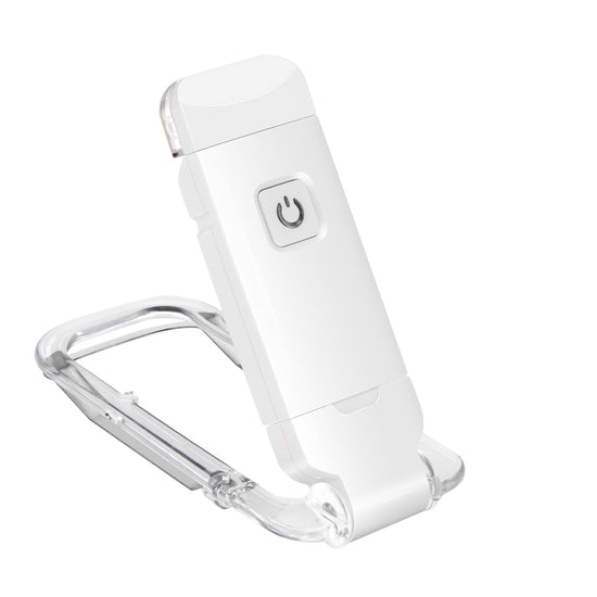 Rechargeable LED Book Light with Dimmable Warm White & Amber Modes – USB-Powered Clip-On Reading Lamp for Books, Sheet Music & Travel (White)