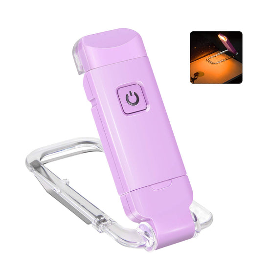 Rechargeable LED Book Light with Dimmable Warm White & Amber Modes – USB-Powered Clip-On Reading Lamp for Books, Sheet Music & Travel (Purple)