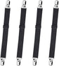 4-Pack Adjustable Bed Sheet Straps with Clips, Elastic Sheet Fasteners for Fitted Sheets, Sofa Covers, Tablecloths, Anti-Slip Grippers for Crib to King Size Beds (Black)
