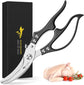 Heavy Duty Kitchen Shears, Poultry Scissors for Cutting Chicken Bones, German Stainless Steel, All-Metal Design, Spring-Loaded, Dishwasher Safe (Black)