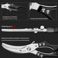 Heavy Duty Kitchen Shears, Poultry Scissors for Cutting Chicken Bones, German Stainless Steel, All-Metal Design, Spring-Loaded, Dishwasher Safe (Black)