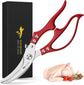 Heavy Duty Kitchen Shears, Poultry Scissors for Cutting Chicken Bones, German Stainless Steel, All-Metal Design, Spring-Loaded, Dishwasher Safe (Red)
