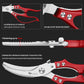 Heavy Duty Kitchen Shears, Poultry Scissors for Cutting Chicken Bones, German Stainless Steel, All-Metal Design, Spring-Loaded, Dishwasher Safe (Red)