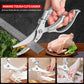 Heavy Duty Kitchen Shears, Poultry Scissors for Cutting Chicken Bones, German Stainless Steel, All-Metal Design, Spring-Loaded, Dishwasher Safe (Silver)