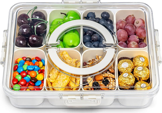 8-Compartment Sealed Snack Organizer with Handle for Fridge, Picnic & Kitchen Storage – BPA-Free Food Container (White)   
Product Description