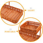 Two-Tier Woven Snack Basket Organizer – Decorative Storage Tray for Kitchen Countertop, Coffee Table, Bathroom Vanity, and Dining Room – Holds Fruit, Bread, Cosmetics, Jewelry, and Tea Sets – Rustic Brown Rattan-Look Home Decor Basket (Brown)