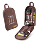 Multi-Functional Outdoor Kitchen Utensil Organizer – Durable Travel Storage Bag with Elastic Straps, Mesh Pockets & Carry Handle, Compact Size (Brown)