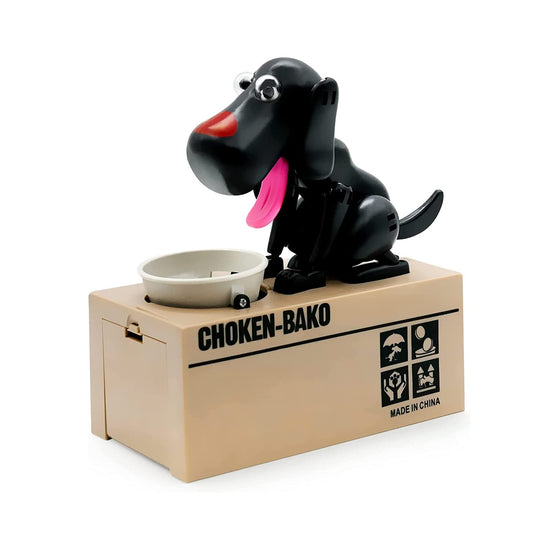 Interactive Dog Coin Bank – Automatic Electric Money Saving Piggy Bank with Moving Dog Design – Fun Kids Gift & Desk Decor (Black)