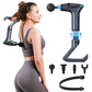 Black 3-in-1 Massage Gun with Extendable Handle & Back Strap – 12-Speed Deep Tissue Muscle Massager, 4 Attachments, USB-C Charging, for Athletes, Gym Recovery & Seniors