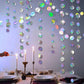 4-Pack Iridescent Circle Garlands, Holographic Party Decorations for Birthday, Wedding, Disco Theme, Graduation, New Year&