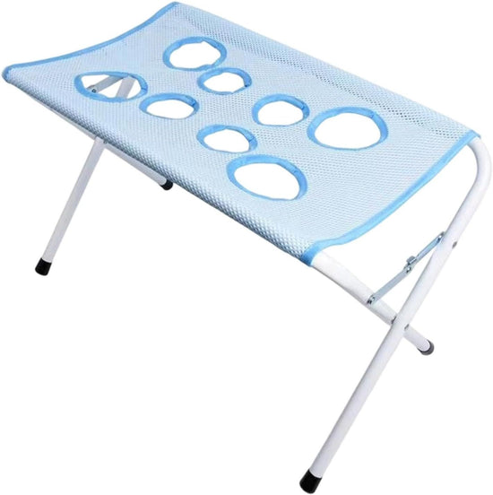 Foldable Pet Grooming Hammock with Leg Holes, Anti-Scratch Mesh Bathing Station for Cats and Small to Medium Dogs, Portable Nail Trimming and Washing Aid (Blue)