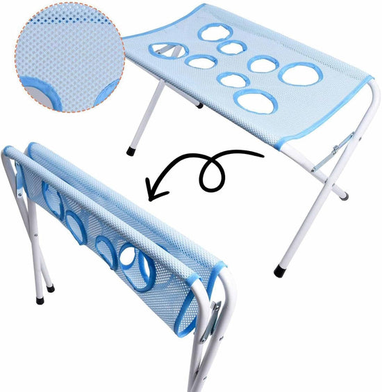Foldable Pet Grooming Hammock with Leg Holes, Anti-Scratch Mesh Bathing Station for Cats and Small to Medium Dogs, Portable Nail Trimming and Washing Aid (Blue)