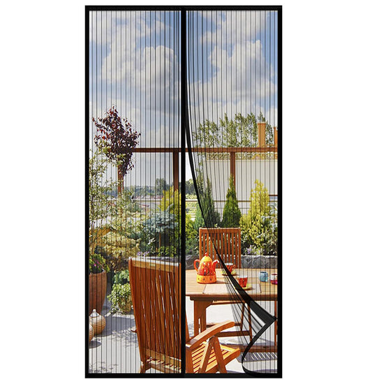 Magnetic Screen Door 100cm x 210cm – Self-Adhesive Mesh Netting for Mosquito & Wasp Protection, Indoor Outdoor Use, (Black,L)