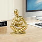 Abstract Reading Thinker Statue for Home Decor, Modern Resin Sculpture Figurine for Bookshelf, Desk & Living Room (Gold)