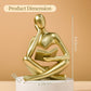 Abstract Reading Thinker Statue for Home Decor, Modern Resin Sculpture Figurine for Bookshelf, Desk & Living Room (Gold)