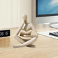 Abstract Reading Thinker Statue for Home Decor, Modern Resin Sculpture Figurine for Bookshelf, Desk & Living Room (Beige)