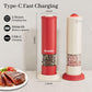 High-Performance USB-C Electric Pepper & Salt Grinder Set – Adjustable Coarseness, One-Touch Operation – Ceramic Grinding, Washable, Fast Charging – Kitchen Essential (Red & White)