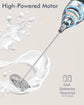 Handheld Electric Milk Frother with Stainless Steel Whisk, Push-Button Operation, Compact Design for Cappuccino, Latte, Matcha, Hot Chocolate, and Protein Drinks—Battery-Powered, Easy-Rinse Cleaning, Ideal for Home & Travel Use (Black)