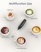 Handheld Electric Milk Frother with Stainless Steel Whisk, Push-Button Operation, Compact Design for Cappuccino, Latte, Matcha, Hot Chocolate, and Protein Drinks—Battery-Powered, Easy-Rinse Cleaning, Ideal for Home & Travel Use (Black)