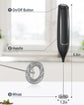 Handheld Electric Milk Frother with Stainless Steel Whisk, Push-Button Operation, Compact Design for Cappuccino, Latte, Matcha, Hot Chocolate, and Protein Drinks—Battery-Powered, Easy-Rinse Cleaning, Ideal for Home & Travel Use (Black)