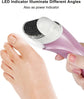 Electric Foot File Rechargeable Pedicure Tool – 3 Interchangeable Rollers (Fine, Regular, Coarse), IPX6 Waterproof, 2-Speed Motor, LED Power Indicator, USB Charging, Includes Cleaning Brush, Compact & Quiet for Home Spa (Pink)